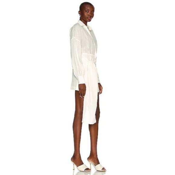Atoir Ava Dress Natural White Mini Long Sleeve Tie Front - Picture 4 of 6